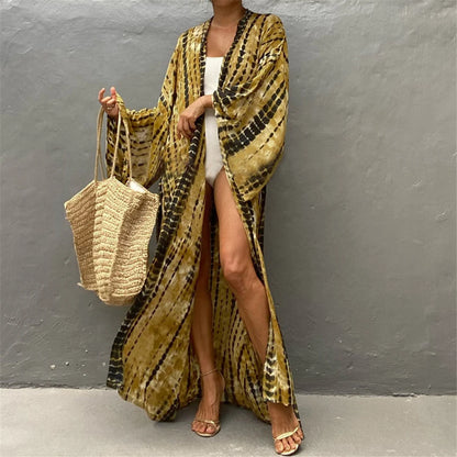New 11 Colors Printed Long Sleeve With Belt Tunic Beach Cover Up Cover-ups Beach Dress Beach Wear Beachwear Female Women V4521