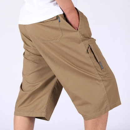 Loose Casual Men Cargo Shorts Summer Pants Elastic Waist Large Size Outdoor Jogging Sweatpants Trend Multi Pockets Short Pants