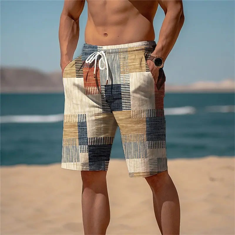 Striped Beach Shorts Men Fashion Swimwear Board Shorts Trunk Gym Fitness Pants Men's Briefs Swimsuit Kids Beachwear Short Boy