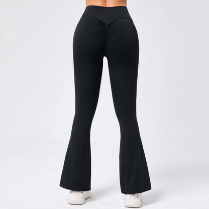 High Waist Sporty Flare Leggings Trousers Women Trends Scrunch Bum Leggings for Fitness Yoga Pants Gym Tights Push Up Red Black