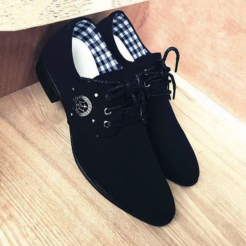 British Canvas Dress Shoes Men Autumn Fashion Business Casual Shoes Office Shoes for Man Cloth Formal Shoe Zapatos Para Hombre