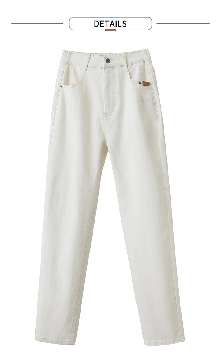 Amii 2025 Autumn Casual Slim Women Jeans Pants Elastic Waisted Cotton Jeans Tapered Fashion High Quality DenimTrousers 12541126