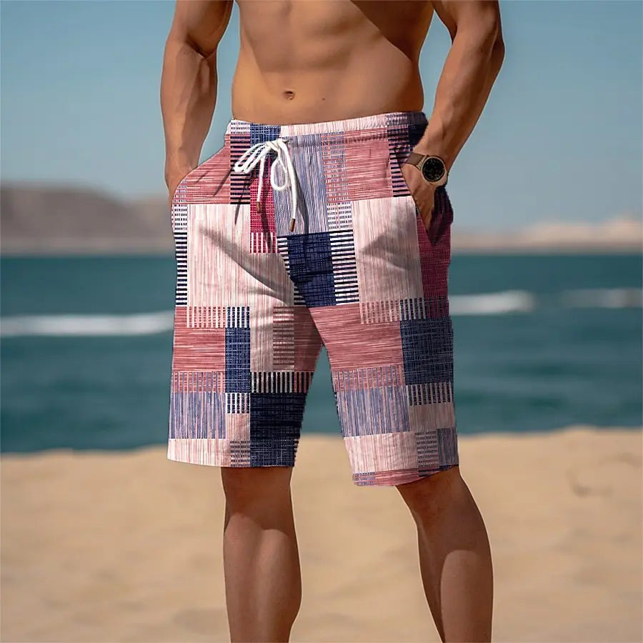 Striped Beach Shorts Men Fashion Swimwear Board Shorts Trunk Gym Fitness Pants Men's Briefs Swimsuit Kids Beachwear Short Boy