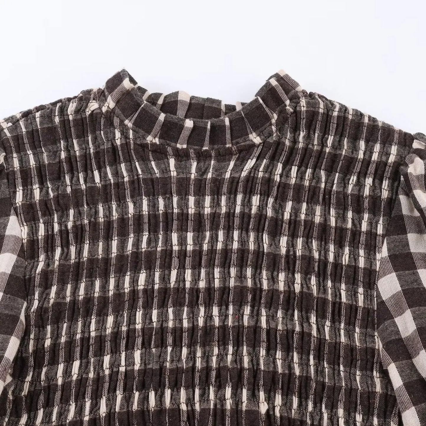 KONDALA Trendy Casual Plaid Slim Shirts Women Elegant Long Sleeve Stretch Bust Tops 2026 Spring Chic Holiday Fold Pleated Shirts
