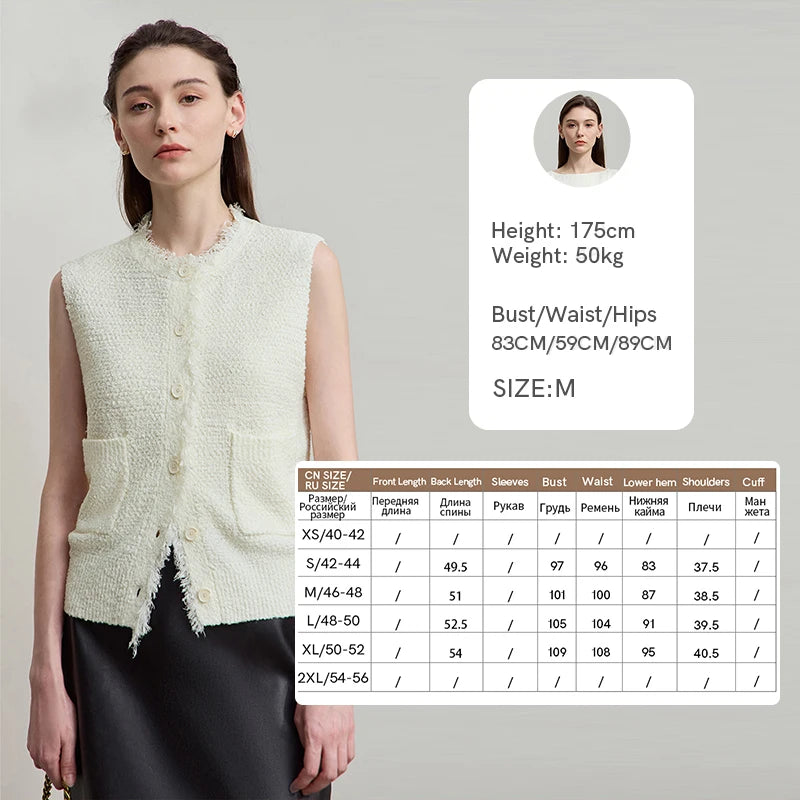 AMII Women's Vest 2025 Autumn New O-neck Elegant Retro Knitted Vest Women's Casual Versatile Loose Sleeveless Top Female12543082