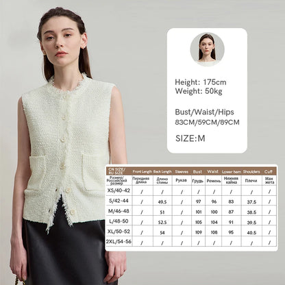 AMII Women's Vest 2025 Autumn New O-neck Elegant Retro Knitted Vest Women's Casual Versatile Loose Sleeveless Top Female12543082