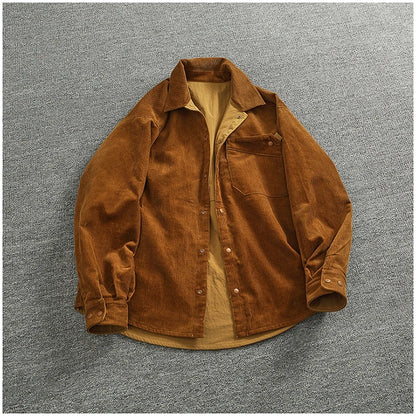 Reversible A+B fabric outdoor functional cargo jacket men's loose pocket lapel retro American casual jacket