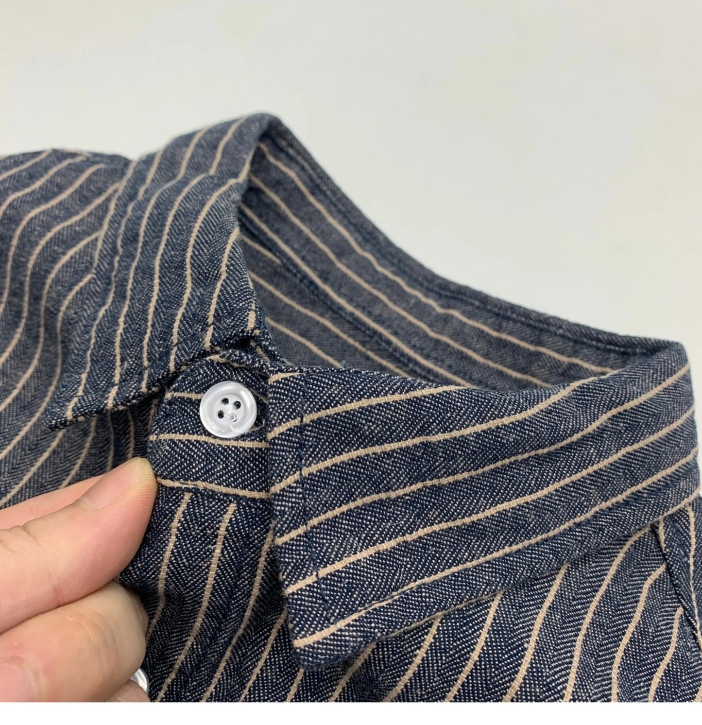 55% Linen 45% Cotton Vintage Striped Shirts for Men American Casual Retro Loose Blouses 2024 Spring Autumn Long Sleeve Male Tops