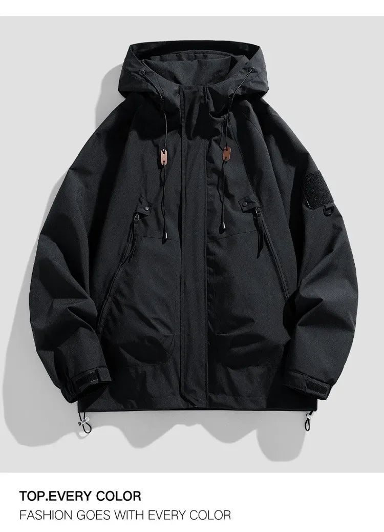 Spring Autumn Men's Jacket Casual Hooded Windproof Outwear Camping Hiking Climbing Outdoor Jackets Male Trendy Streetwear