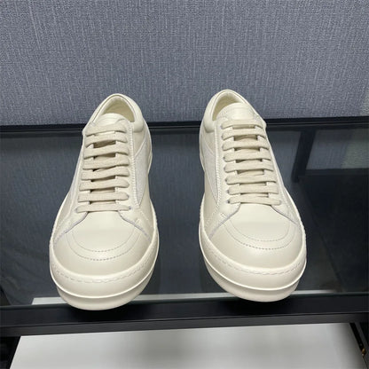 Men Casual Shoes Women Lace Up Leather Luxury Trainers Platform High Street Vintage Trendy Designer White Sneakers