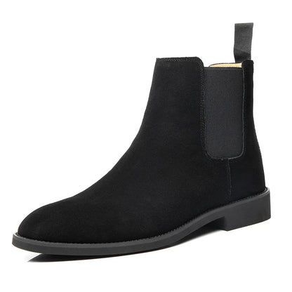 Men's Classic Retro Chelsea Boots Cow Suede Genuine Leather Mens British Style Ankle Boot Men Short Boots High-top Casual Shoes