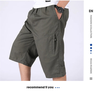 Loose Casual Men Cargo Shorts Summer Pants Elastic Waist Large Size Outdoor Jogging Sweatpants Trend Multi Pockets Short Pants