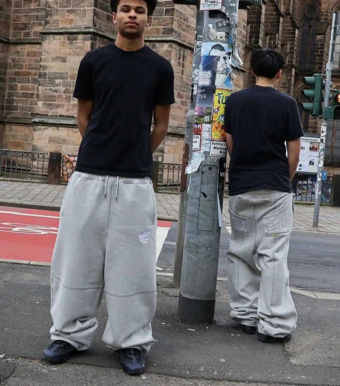 Embroidered new retro hip-hop street casual pants loose grey high waist fashionable retro street sweatpants couple hot sale