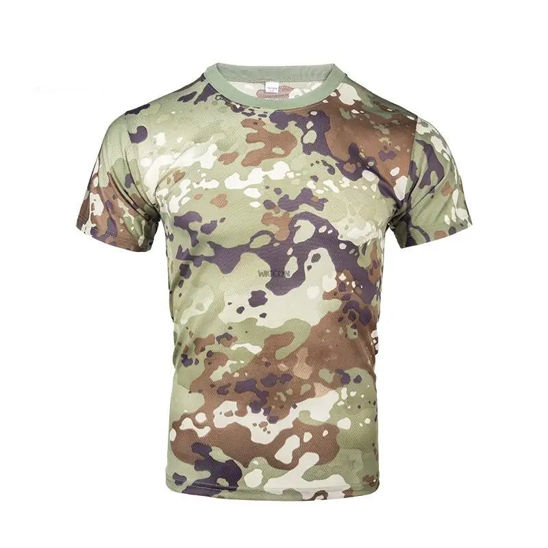 Summer Men's Quick Dry Combat T Shirt Military Jungle Desert Camouflage Tactical Short Sleeve Tough Guy Outdoor Hunting Top 6XL