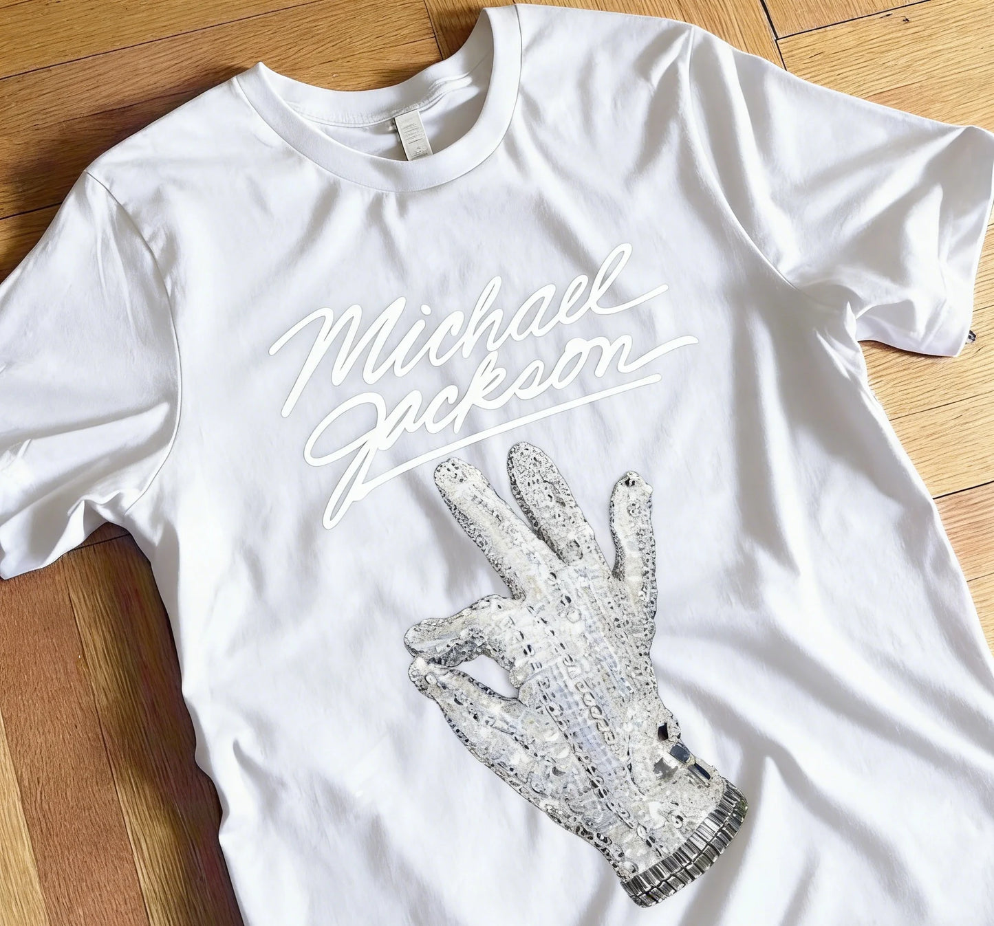 2026 New Michael Jackson Stage Glove Print T-Shirt - Pure Cotton Short-Sleeved T-Shirt - High-Quality Streetwear Summer