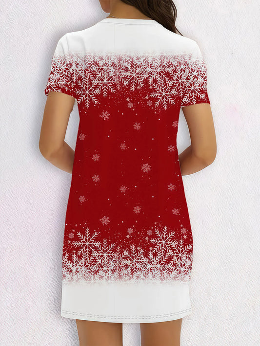 Women's Christmas Snowman Print Dress A-Line Party Dress with Collar Holiday Costume for Xmas Parties Y2k Tops Women's Clothing