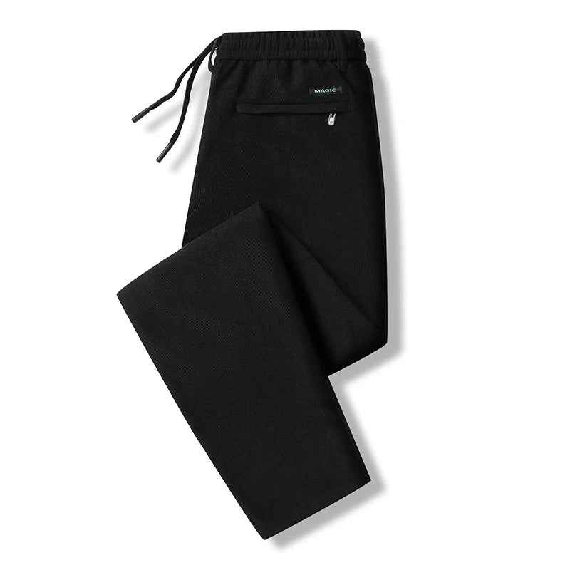 Elastic Waist Casual Pants Men Joggers Loose Fit Straight Pants Spring Autumn Male Trousers Large Size Black Grey
