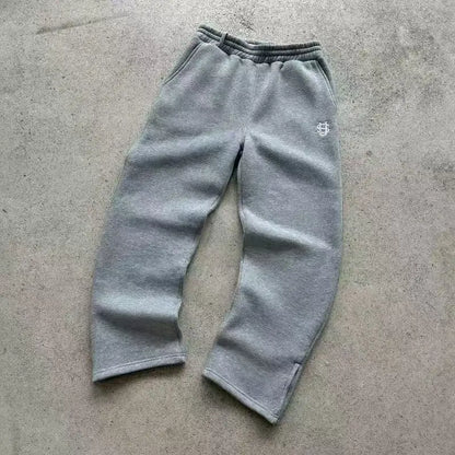 Embroidered new retro hip-hop street casual pants loose grey high waist fashionable retro street sweatpants couple hot sale