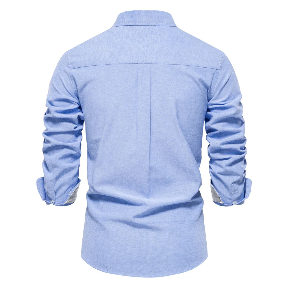 AIOPESON 2023 New Autumn Cotton Men's Oxford Shirt Long Sleeve Button Down Social Business Casual Shirts for Men