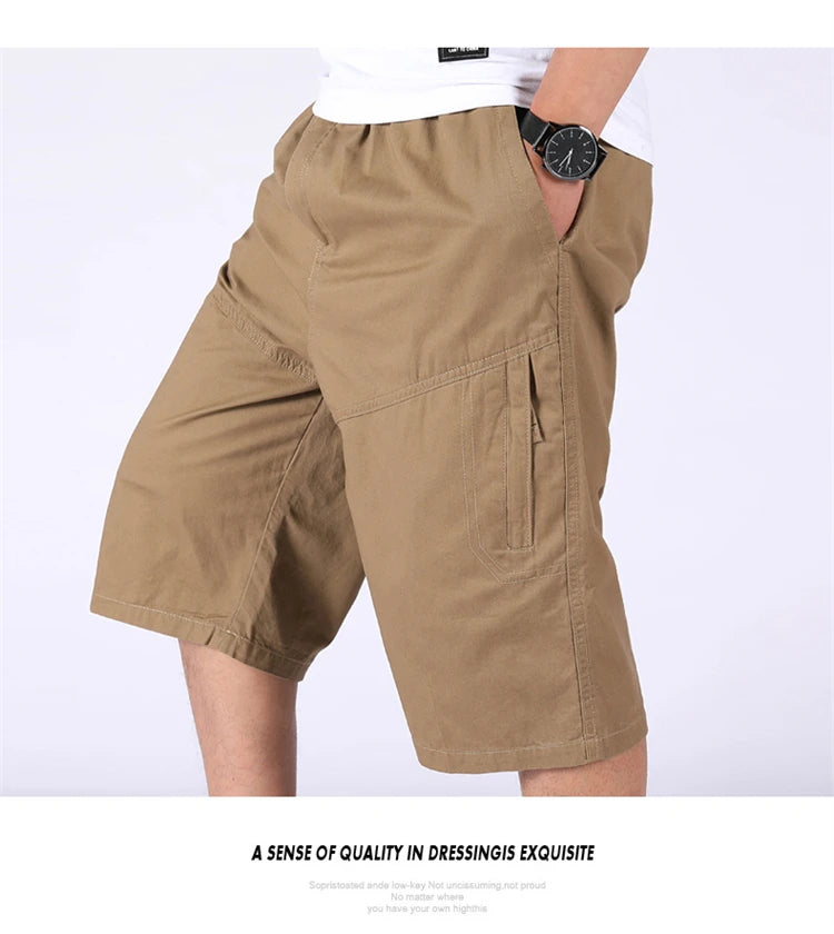 Loose Casual Men Cargo Shorts Summer Pants Elastic Waist Large Size Outdoor Jogging Sweatpants Trend Multi Pockets Short Pants