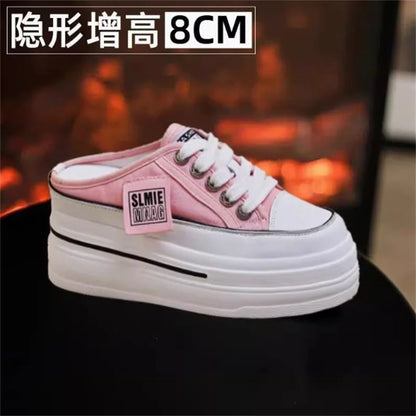 Summer White Korean Version of The Thick-soled Women's Vulcanized Shoes Fashion Mesh Breathable Non-slip Baotou Slippers 34-40