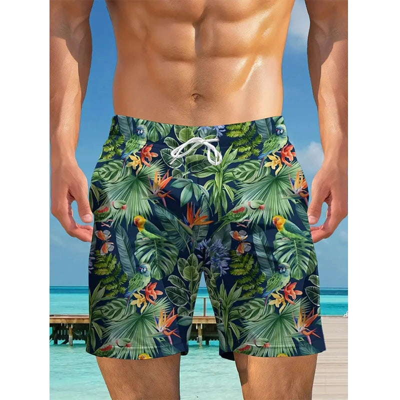 Hawaiian Coconut Tree Pattern Men's Shorts Plant 3d Board Short Beach Shorts Men Swim Trunks Masculina Sports Fitness Pants