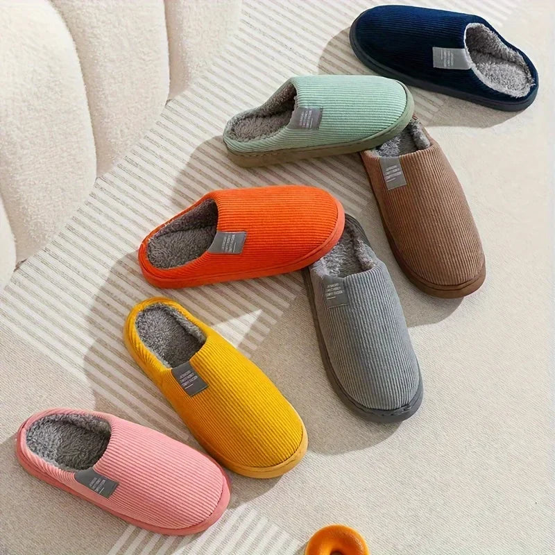 Men's Soft-sole Comfy House Slippers, Lightweight Breathable Anti-skid Fuzz Lined Slip-on Shoes For Indoor, Autumn And Winter