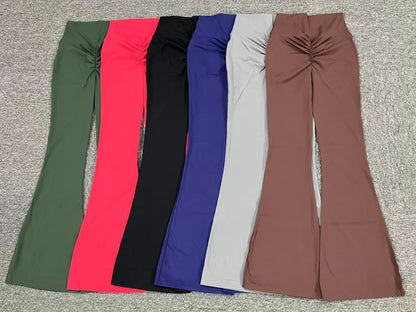 High Waist Sporty Flare Leggings Trousers Women Trends Scrunch Bum Leggings for Fitness Yoga Pants Gym Tights Push Up Red Black