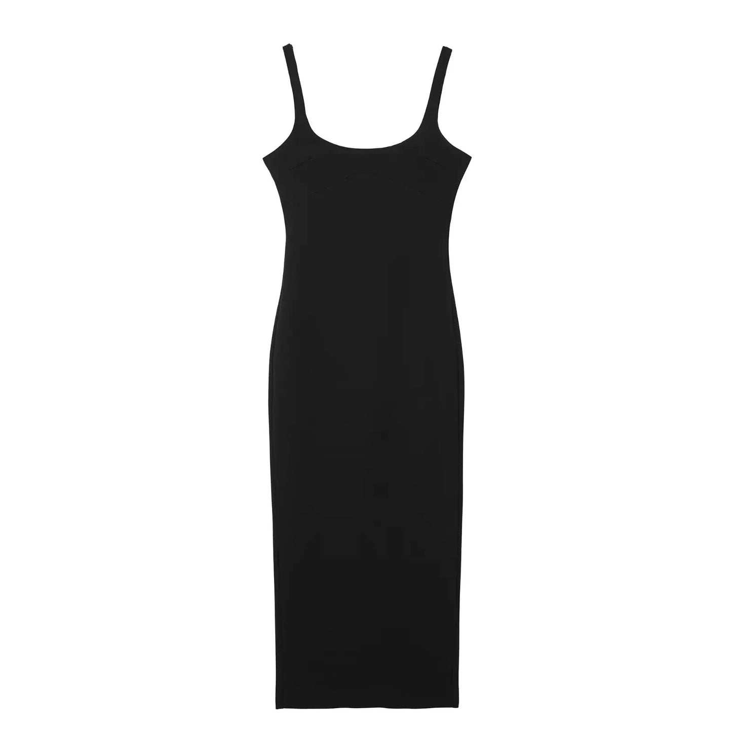 HH Female Summer Fashion Skinny Midi Dress Strap O-Neck Solid Sexy Elegant Evening Sleeveless Backless Chic Long Dresses