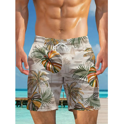 Hawaiian Coconut Tree Pattern Men's Shorts Plant 3d Board Short Beach Shorts Men Swim Trunks Masculina Sports Fitness Pants