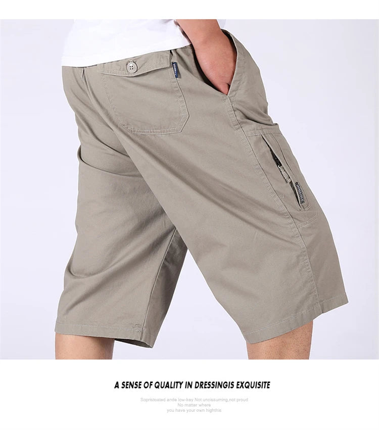Loose Casual Men Cargo Shorts Summer Pants Elastic Waist Large Size Outdoor Jogging Sweatpants Trend Multi Pockets Short Pants