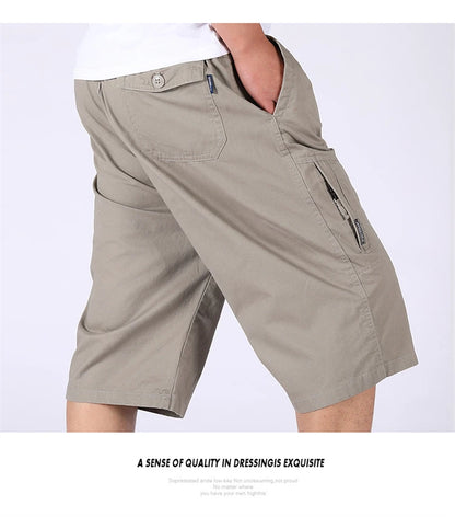 Loose Casual Men Cargo Shorts Summer Pants Elastic Waist Large Size Outdoor Jogging Sweatpants Trend Multi Pockets Short Pants