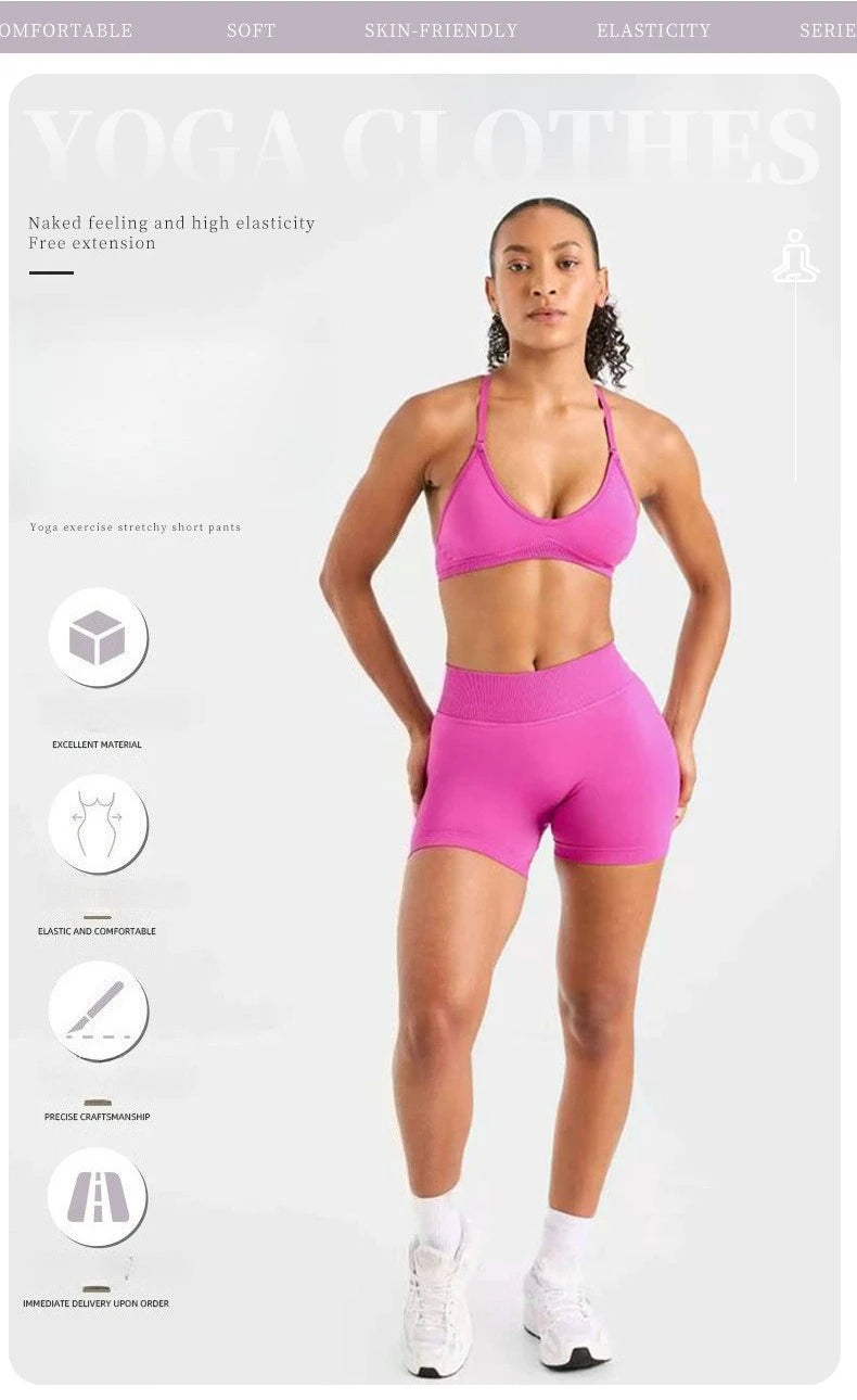New High Stretchy Yoga Shorts Women Seamless Slimshorts Quick-dry Skinny Butt Liftting Fitness Running Solid Sports Leggings