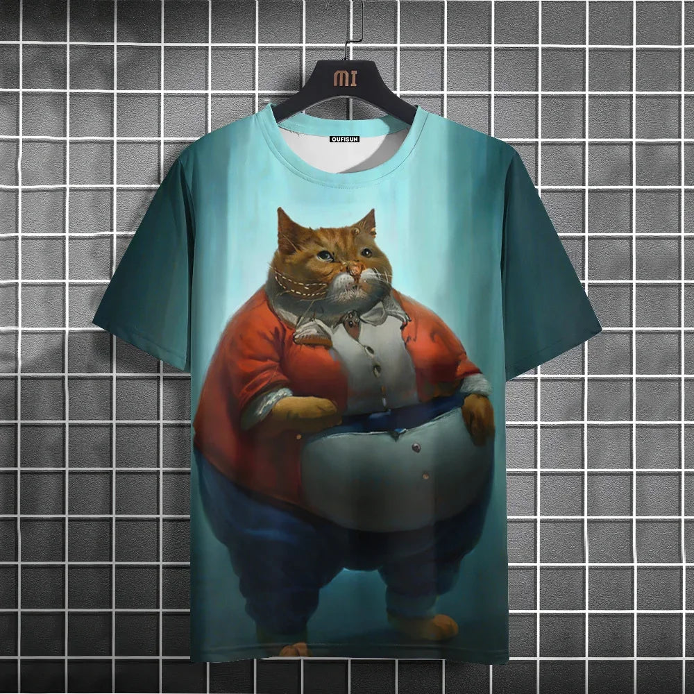 Funny T-Shirts For Men Animal Cat 3d Print Short Sleeve Summer Casual Breath T-Shirt Men Clothing Loose Oversized Tee Tops