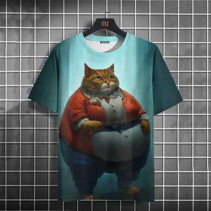 Funny T-Shirts For Men Animal Cat 3d Print Short Sleeve Summer Casual Breath T-Shirt Men Clothing Loose Oversized Tee Tops
