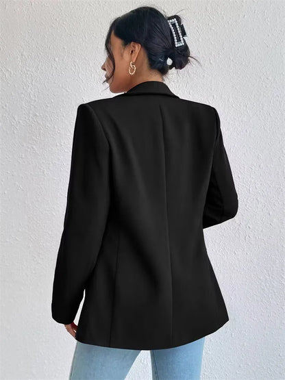 Korean Popular Pink New Outerwear Women 2024 Fashion Female Spring Jacket Casual Long Sleeve Black Blazer Coats