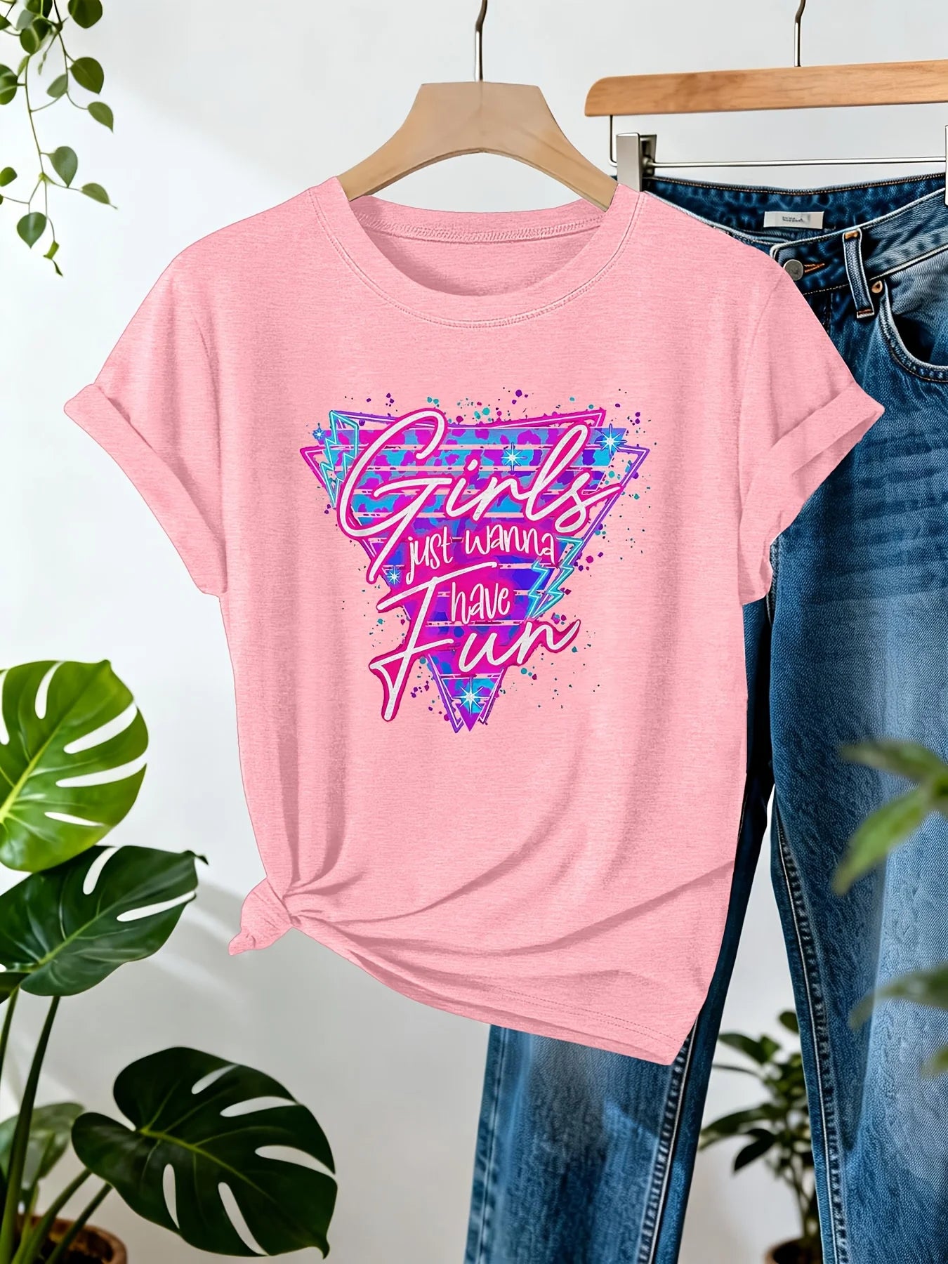 Girls Just Wanna Have Fun Women's Tee - Retro 80s Graphic, Casual Party Top