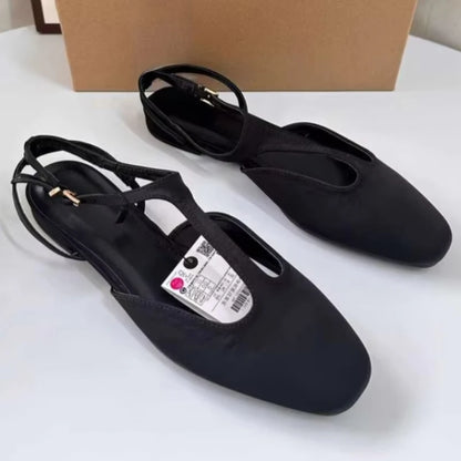 Women's Mary Jane Shoes Butterfly Bow Decoration Square Head Outside Dance Female Ballet Flats Designer 2026 Summer Footwear