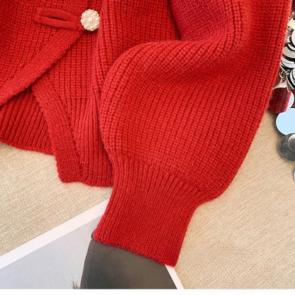 New 2026 Autumn Winter Design Splicing Slim Women Knitted Cardigan Sweater Jacket Fashion Fake Two Items Loose Ladies Top