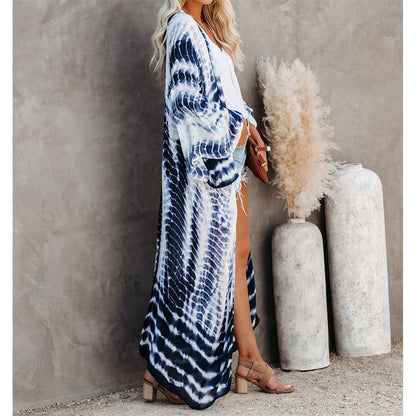 New 11 Colors Printed Long Sleeve With Belt Tunic Beach Cover Up Cover-ups Beach Dress Beach Wear Beachwear Female Women V4521