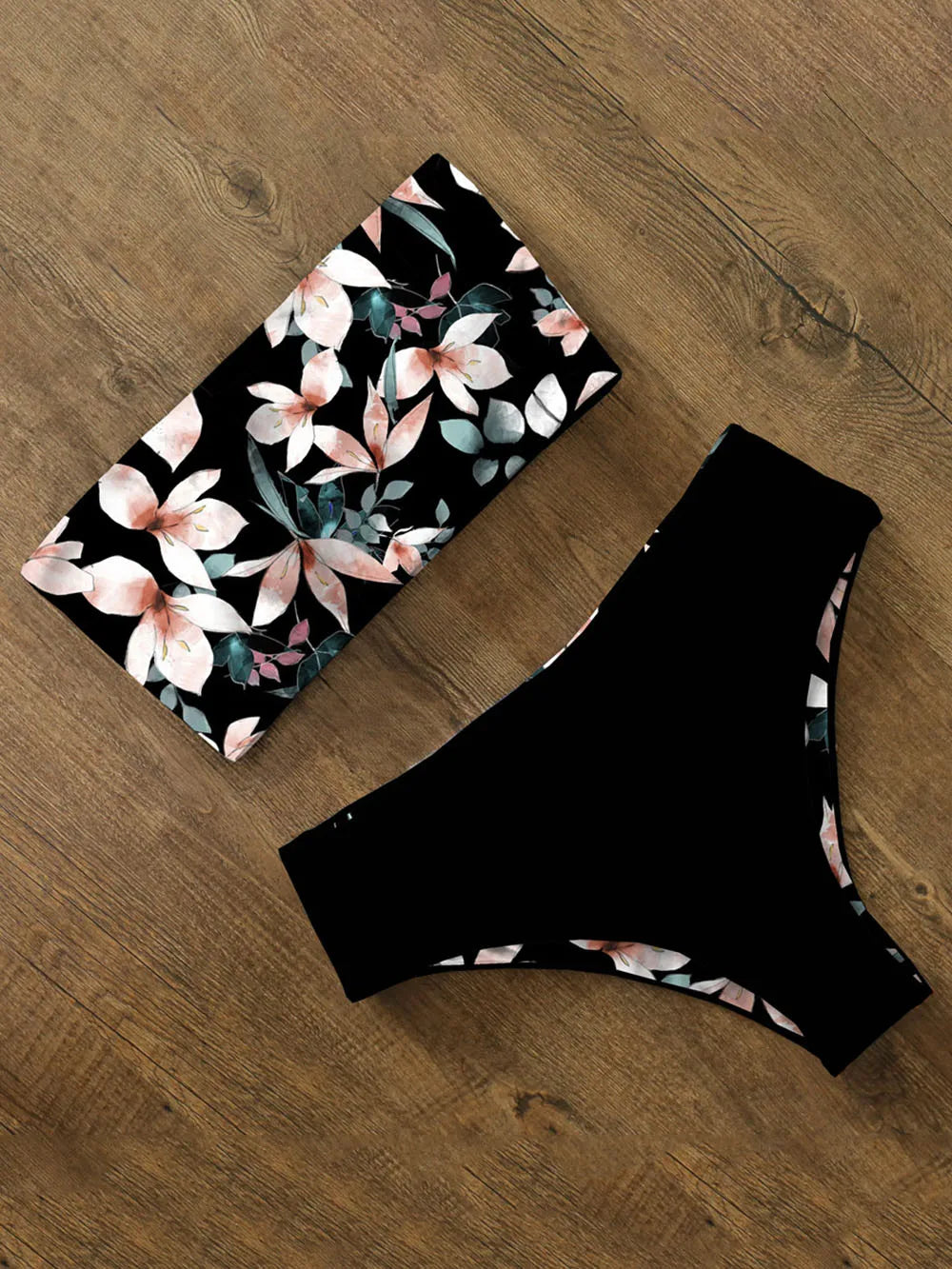 Bikini Swimwear Swimsuit Women Print High Waist Bikini Set Back Cross Bandeau Bathing Suit Female Beach Wear Biquini