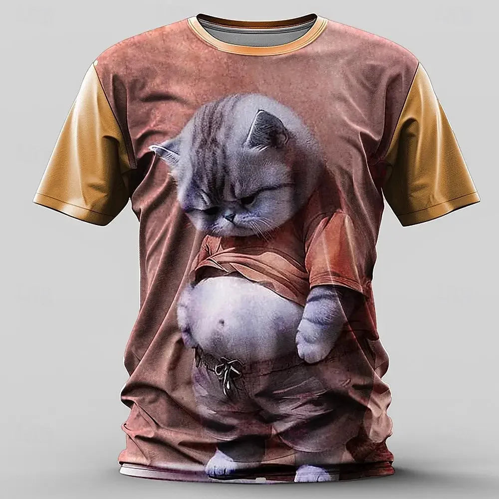 Funny T-Shirts For Men Animal Cat 3d Print Short Sleeve Summer Casual Breath T-Shirt Men Clothing Loose Oversized Tee Tops