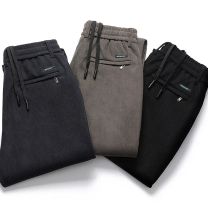 Elastic Waist Casual Pants Men Joggers Loose Fit Straight Pants Spring Autumn Male Trousers Large Size Black Grey