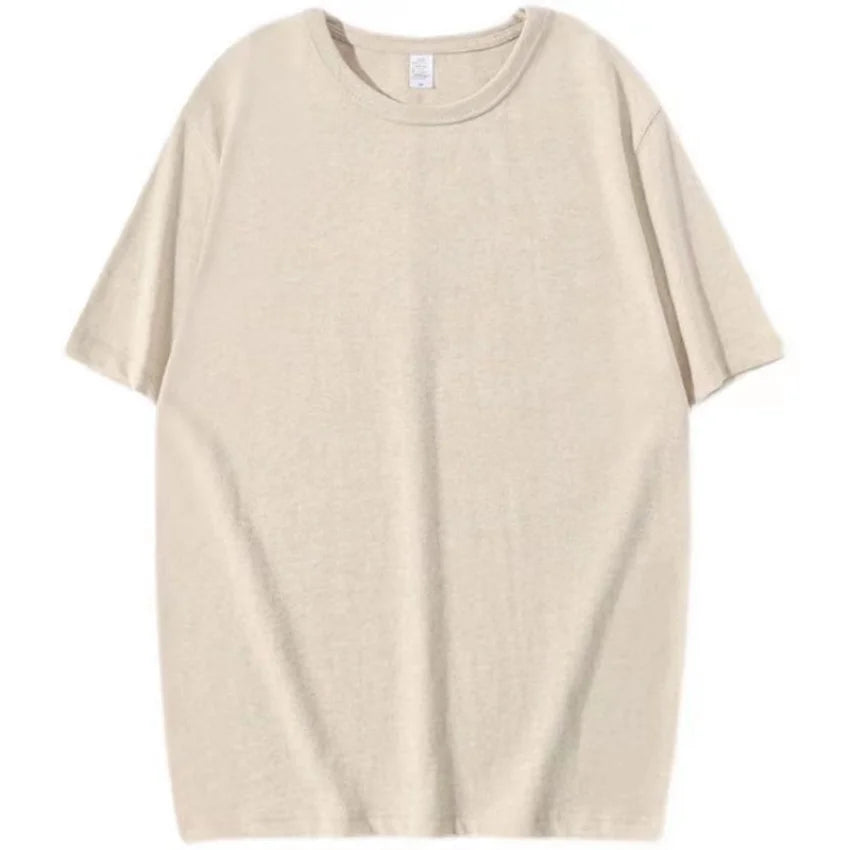 320g Cotton T Shirts Men Short Sleeved Heavyweight Summer Round Neck Loose Breathable Shirt for Men Women Basic Tees