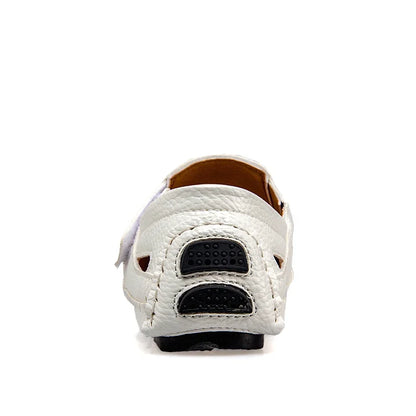 New 2023 Summer Breathable Leather Shoes Men Casual Loafers Brand Design Handmade Men Flats Soft Leather Moccasins Boat Shoes