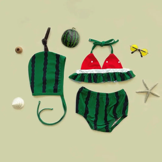 6184 Baby Swimsuit 2025 Summer Hot Sale Infant Swimming Clothes Cute Watermelon-shaped Swimsuit Set