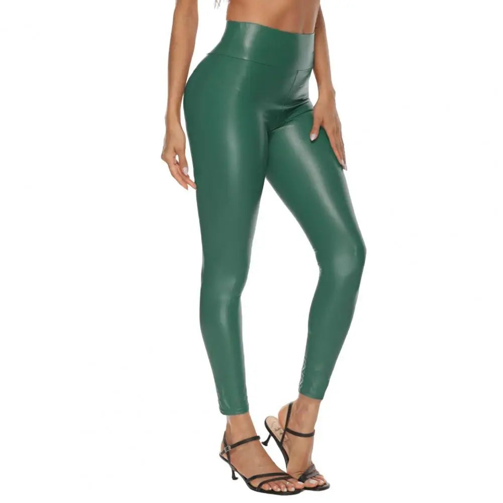 Women High Waist Faux Leather Pants High Waist Imitation Leather Leggings for Women Lifting Tight Fit Trousers with High