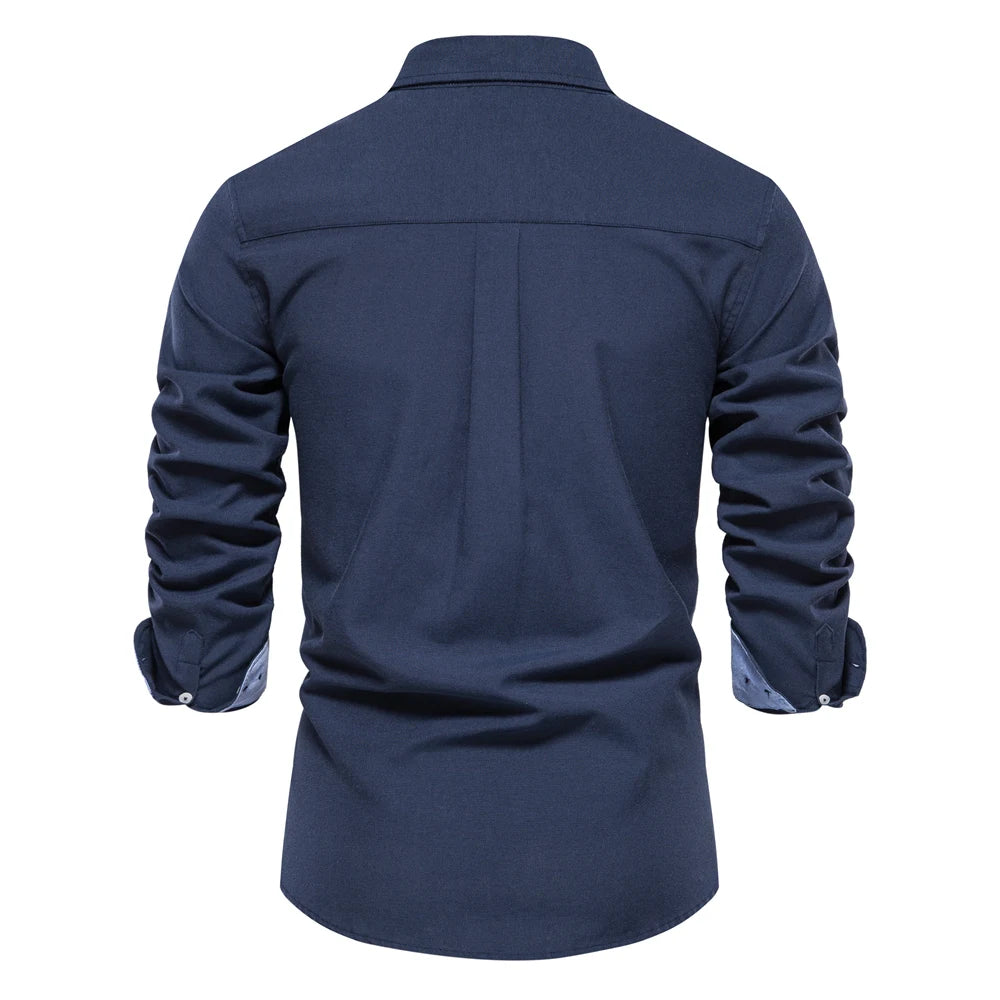 AIOPESON 2023 New Autumn Cotton Men's Oxford Shirt Long Sleeve Button Down Social Business Casual Shirts for Men