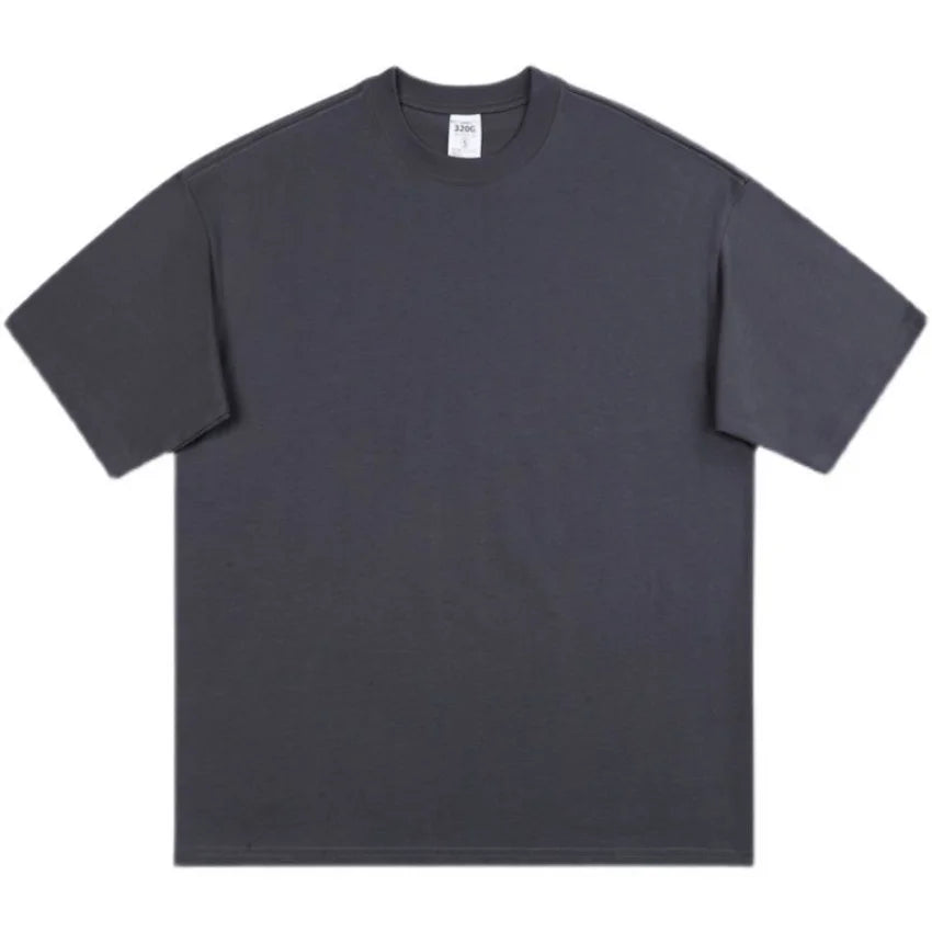 320g Cotton T Shirts Men Short Sleeved Heavyweight Summer Round Neck Loose Breathable Shirt for Men Women Basic Tees