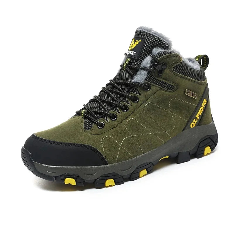 Couples Winter High Top Hiking Shoes Warm Cotton Fleece Outdoor Casual Shoes Large Size Comfortable Breathable Trekking Boots